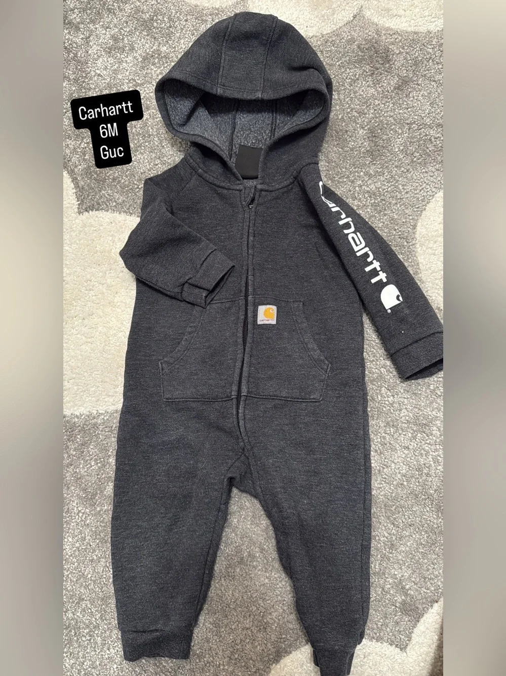 Carhartt Charcoal Gray Hooded Infant One-Piece